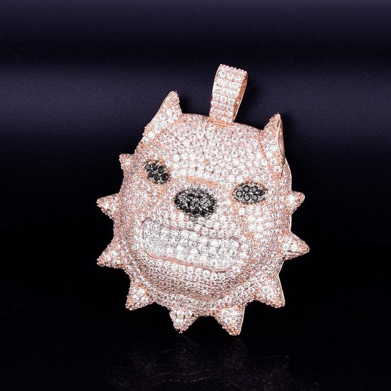 Animal dog head Necklace & Pendant with Tennis Chain Gold Color Bling Cubic Zircon Men's Hip hop Rock Steet Jewelry