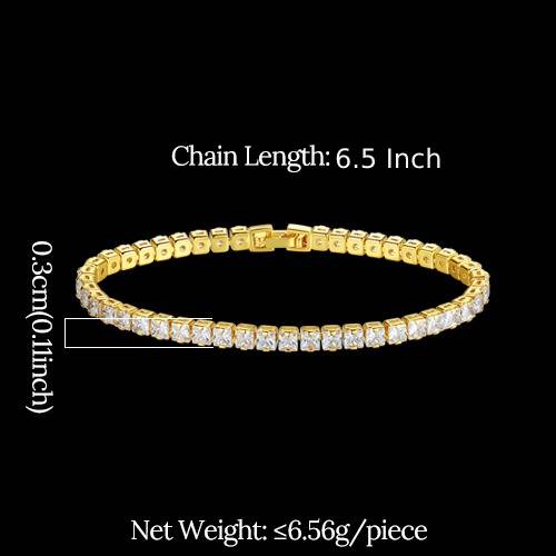 3 MM Cubic Zirconia Tennis Bracelet For Women Men Gold Color Iced Out Crystal Charm Tennis Bracelet Bangle male Bijoux Jewelry