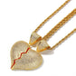 Couple Necklace - Hip-hop Personality Two Halves Heartbroken Combination Pendant Copper-inlaid Zircon Broken Couple Necklace