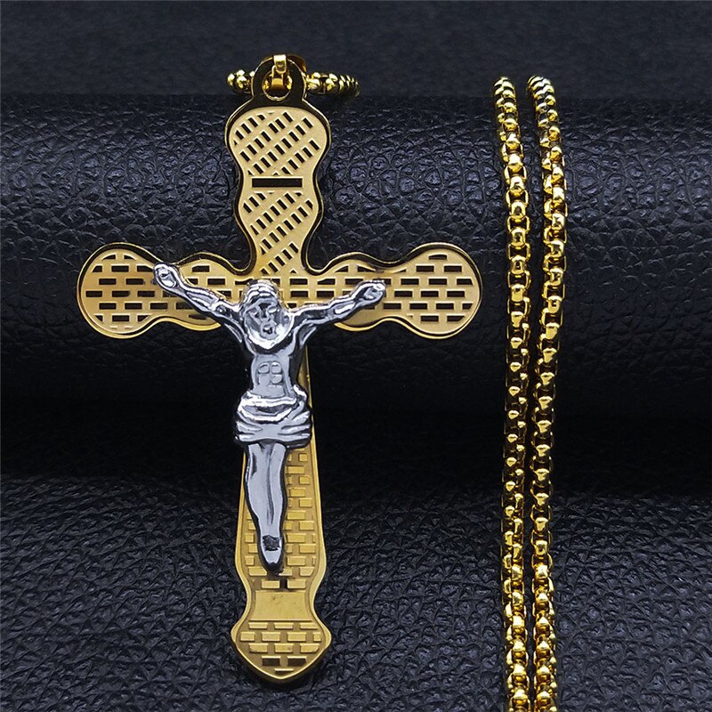 Mens Cross Necklace, High Grade Stainless Steel Cross Pendant