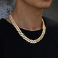 13 mm Cuban Link Two Row Hip Hop Style Gold and Silver Plated Crystal Necklace