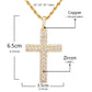 Cubic Zirconia Cross Pendant Gold Color Copper Material Bling Zircon Cross Necklace Men Women Hip Hop Jewelry