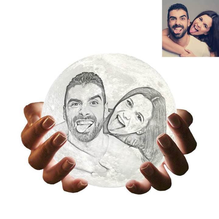 Personalized Moon Lamp with Picture Custom 3D Photo Engraved Moon Light 2 Colors