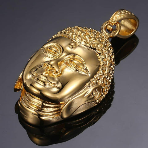 Lord Buddha Pendant Necklace For Men Gold color Stainless Steel Chain Necklace Men Hip Hop Jewelry
