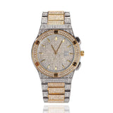 Fashion Men Watches Automatic Date Diamond Quartz Watch Hip Hop Men Gold Luxury Watch