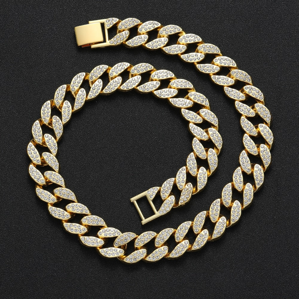 Men's Iced out Cuban Chain,  Cuban Link Chain Necklace