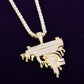 Hand Holding Dripping Gun Shape Pendant Necklace Gold Color Iced Out Cubic Zirconia Men's Hip hop Rock Jewelry