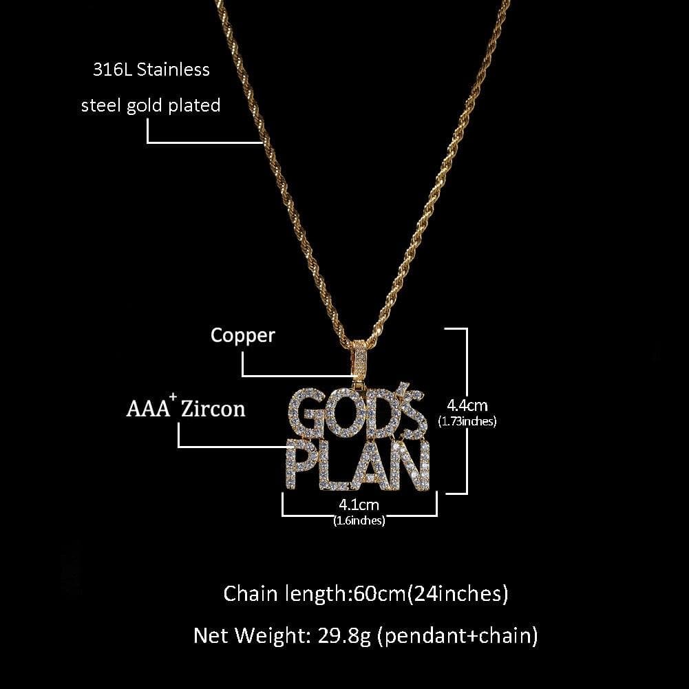 Hip Hop Men Trend Necklace Zircon Letter Pendant Gods Plan Silver Color Plan Europe America Personality Men Fashion Accessorie
