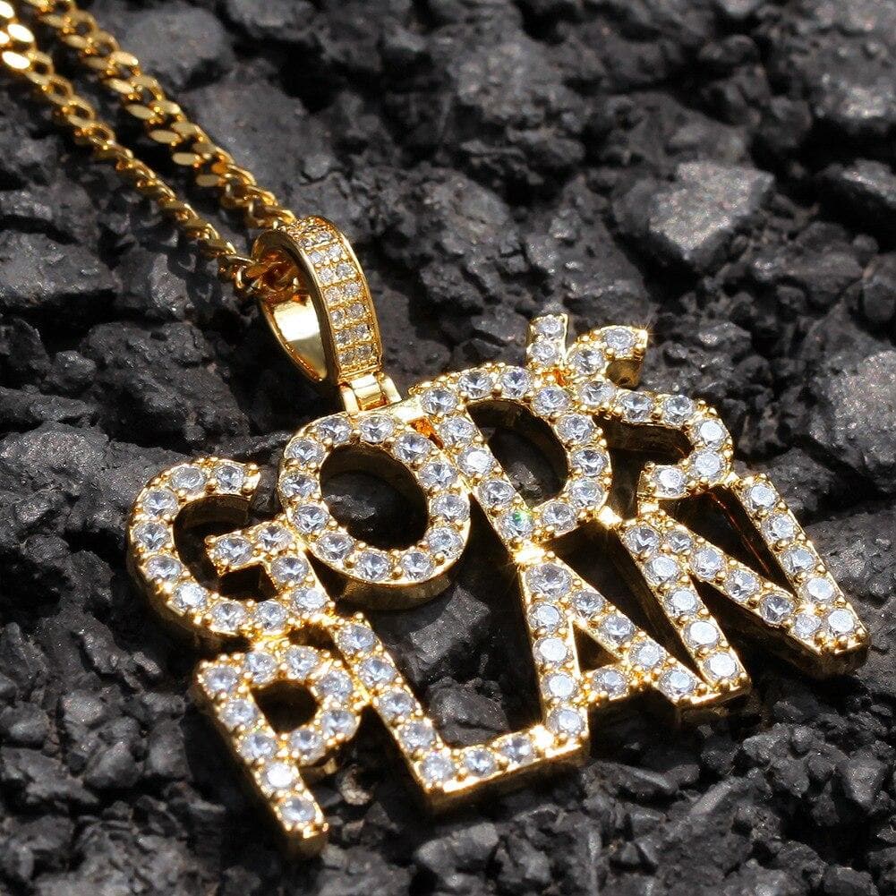 Hip Hop Men Trend Necklace Zircon Letter Pendant Gods Plan Silver Color Plan Europe America Personality Men Fashion Accessorie