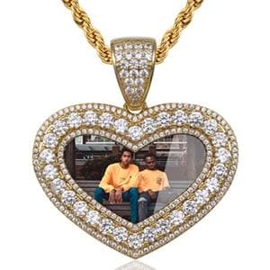 Custom Make Photos Heart Medallions Pendant Neckalce For Men's Hip Hop Tennis Chain AAA Cubic Zircon