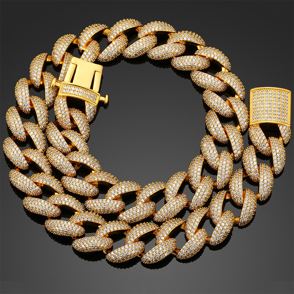 18mm Crystal Miami Cuban Link Chain Necklace