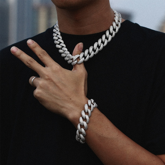 18mm Crystal Miami Cuban Link Chain Necklace