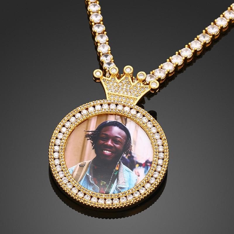 New Crown Custom Photo Memory Medallions Solid Pendant For Women Men's Hip Hop Jewlery Cubic Zircon Personalized Gifts