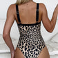 Push Up Swimwear Leopard Women's Swimsuits One Piece Swimsuit, Women High Cut Bathing Suit, Summer Strap Swimming Outfit