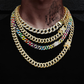 Iced Out Hip Hop Paved Rhinestones Cuban Link Necklaces for Men and Women