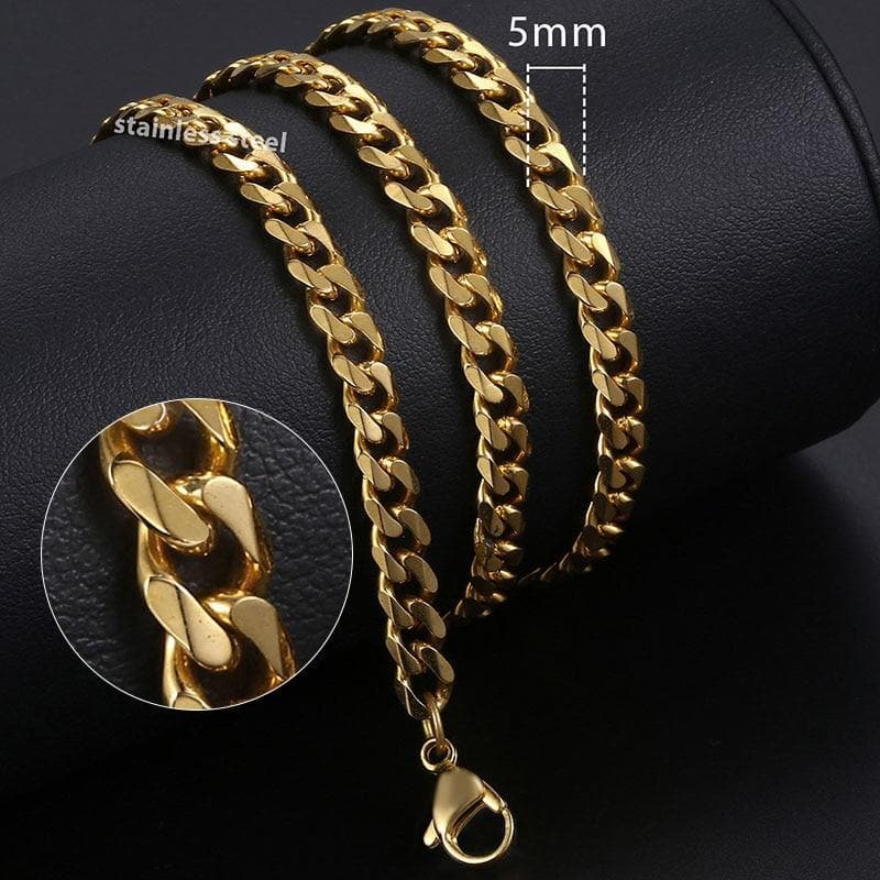 Initial letter Pendant a b c Charm Gold Necklace for Women Men Cuban Link Chain