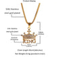 Men Hip Hop Gold color Crown KING Stainless Steel Rhinestone Pendant Necklace Crystal Miami Neckalce Chain Hip Hop For Men