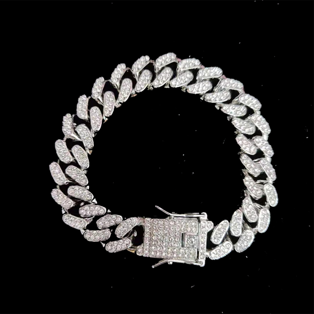 Men Women Hip hop Iced Out Necklace and Bracelet Set