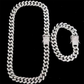 Men Women Hip hop Iced Out Necklace and Bracelet Set