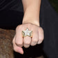 Men's Star Ring 18 K Copper Charm Gold Color Full Zircon RING Fashion Hip Hop Rock Jewelry