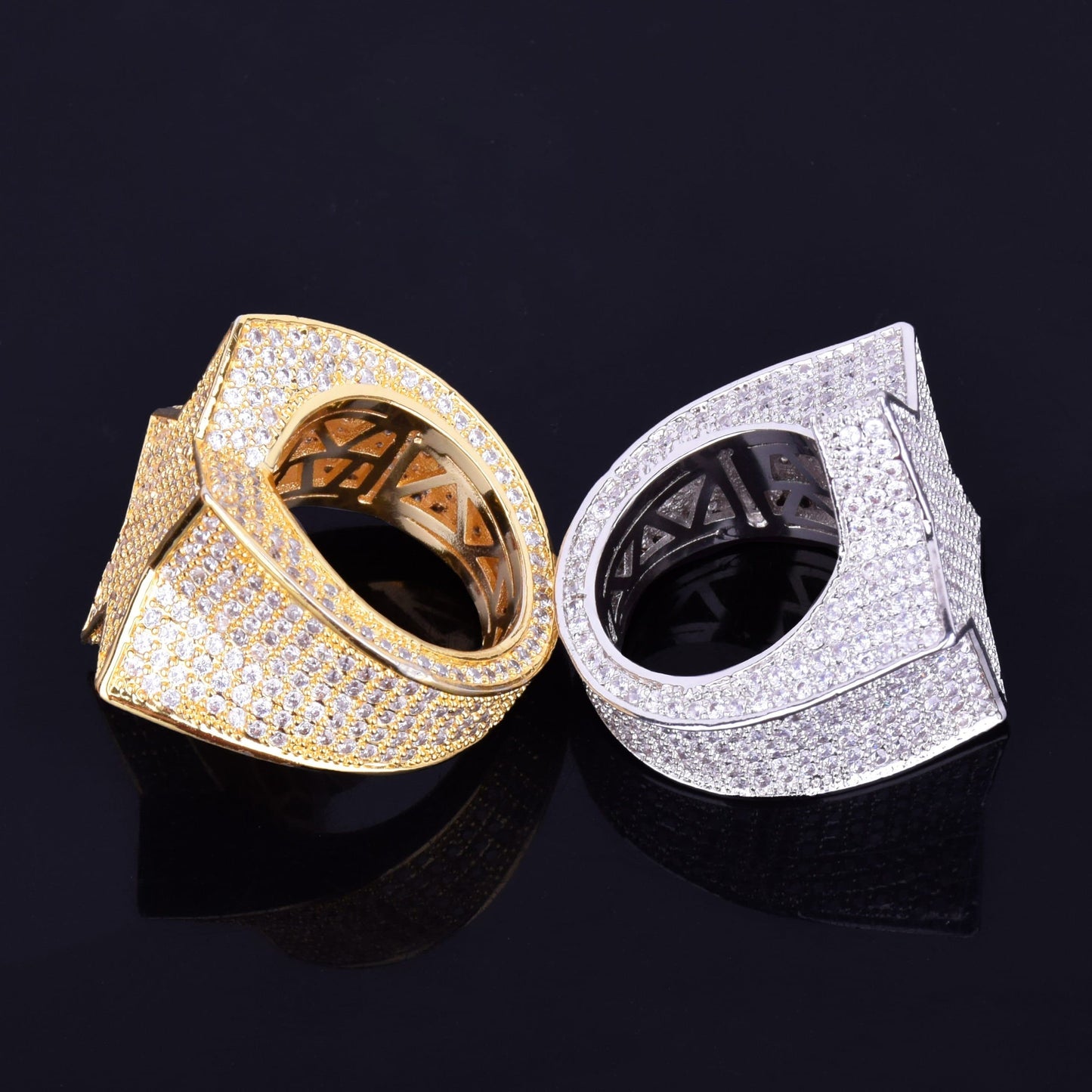 Men's Star Ring 18 K Copper Charm Gold Color Full Zircon RING Fashion Hip Hop Rock Jewelry
