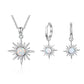 Silver 925 Jewelry Sets for Women 925 Sterling Silver Sun Pendant Necklaces & Hoop Earrings with White Opal Stone