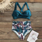 Two Piece Swimsuits High Waist Bikini Bottom Bathing Suit Supported Top Printed Swimming Attire