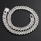 14 mm Cuban Link Two Row Hip Hop Style Gold and Silver Plated Crystal Necklace