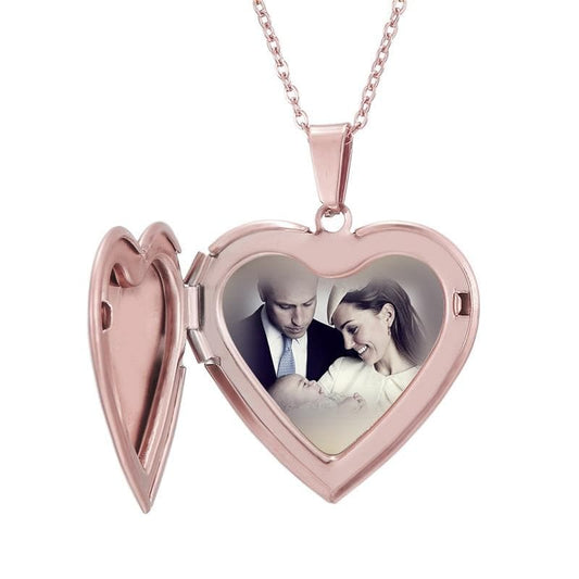 Rose Gold Personalized Photo Heart Shaped Family Pendant Necklace For Everyone