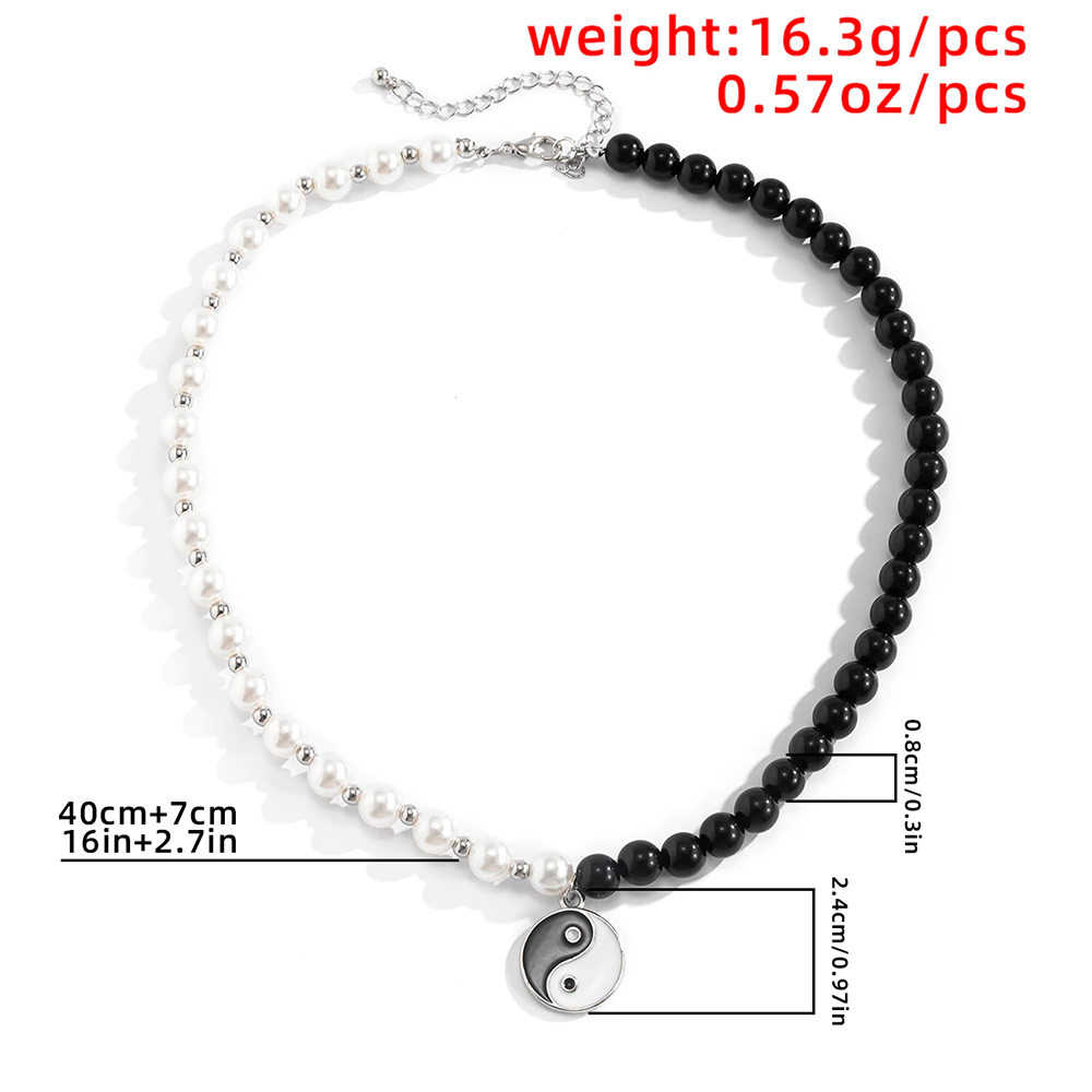 Punk Black White Freshwater Pearl Choker Necklace for Men, Pearl Necklace For Men