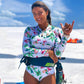 Women's One Piece Swimsuits Long Sleeve Bathing Suit Retro Vintage Beach Surfing Rashguard Swimming Outfit