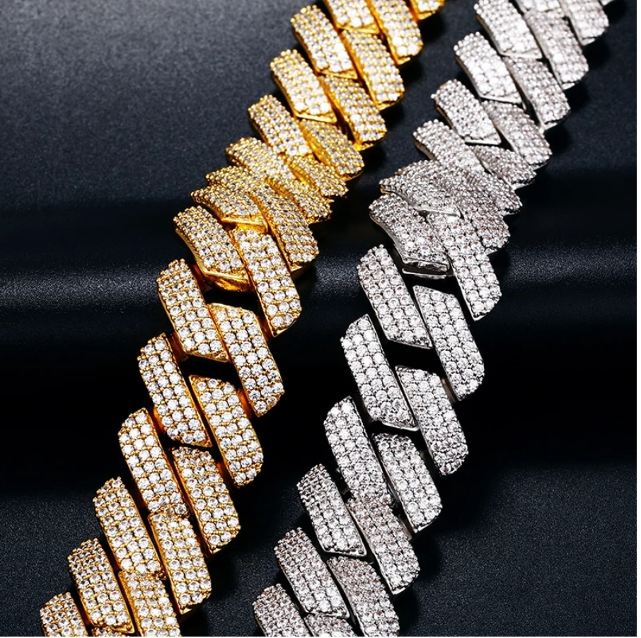 ICEOUTBOX 20mm Heavy 3 Row Crystal Miami Newest Box Clasp Cuban Link Chain Cubic Zircon Necklace Choker Bling Hip Hop Jewelry
