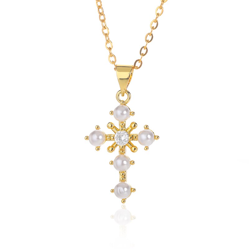 Stainless Steel Gold Cross Chain Necklace For Women Men Hip Hop Cool Accessory Fashion Jesus Christ Cross Pendant Necklaces Gift