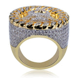 New Arrival Hip Hop Men Ring Copper Gold Color Micro Paved AAA CZ Stone Pharaoh Round Rings With 8 9 10 11 12