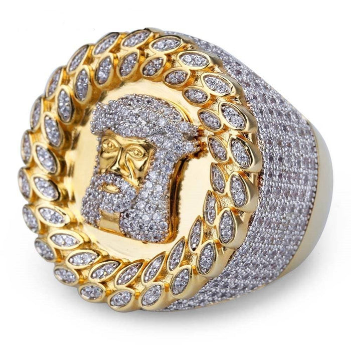 New Arrival Hip Hop Men Ring Copper Gold Color Micro Paved AAA CZ Stone Pharaoh Round Rings With 8 9 10 11 12