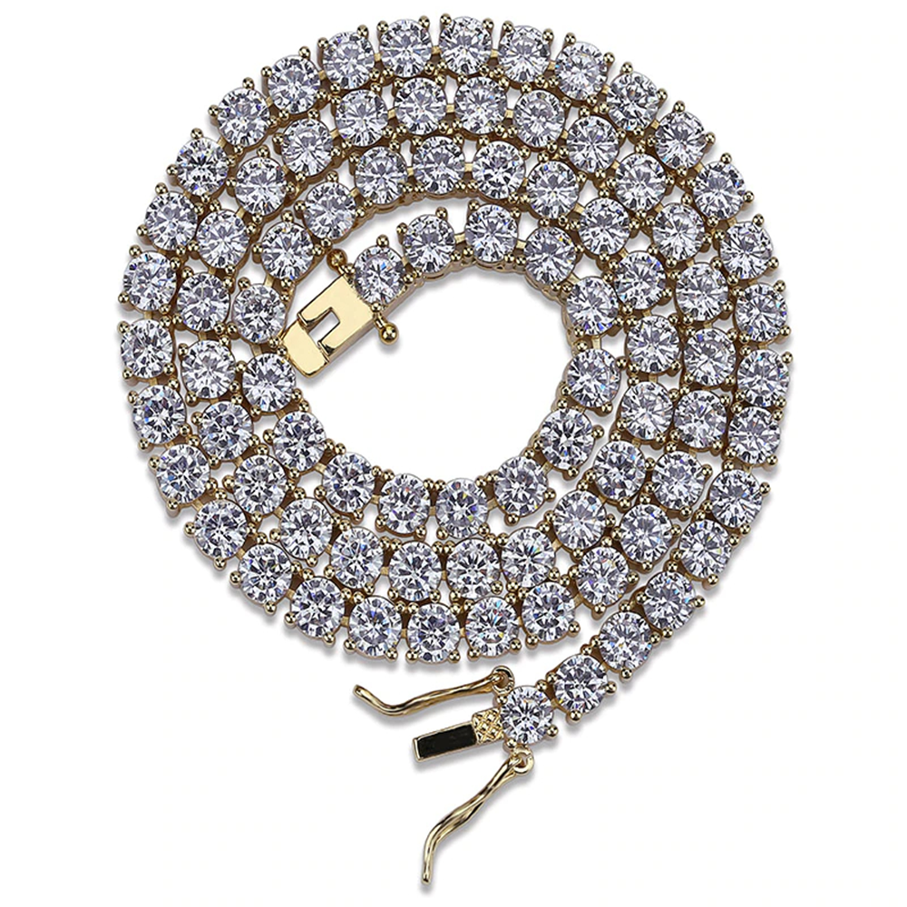 Iced Out Zircon One Row Tennis Chain Necklace Men