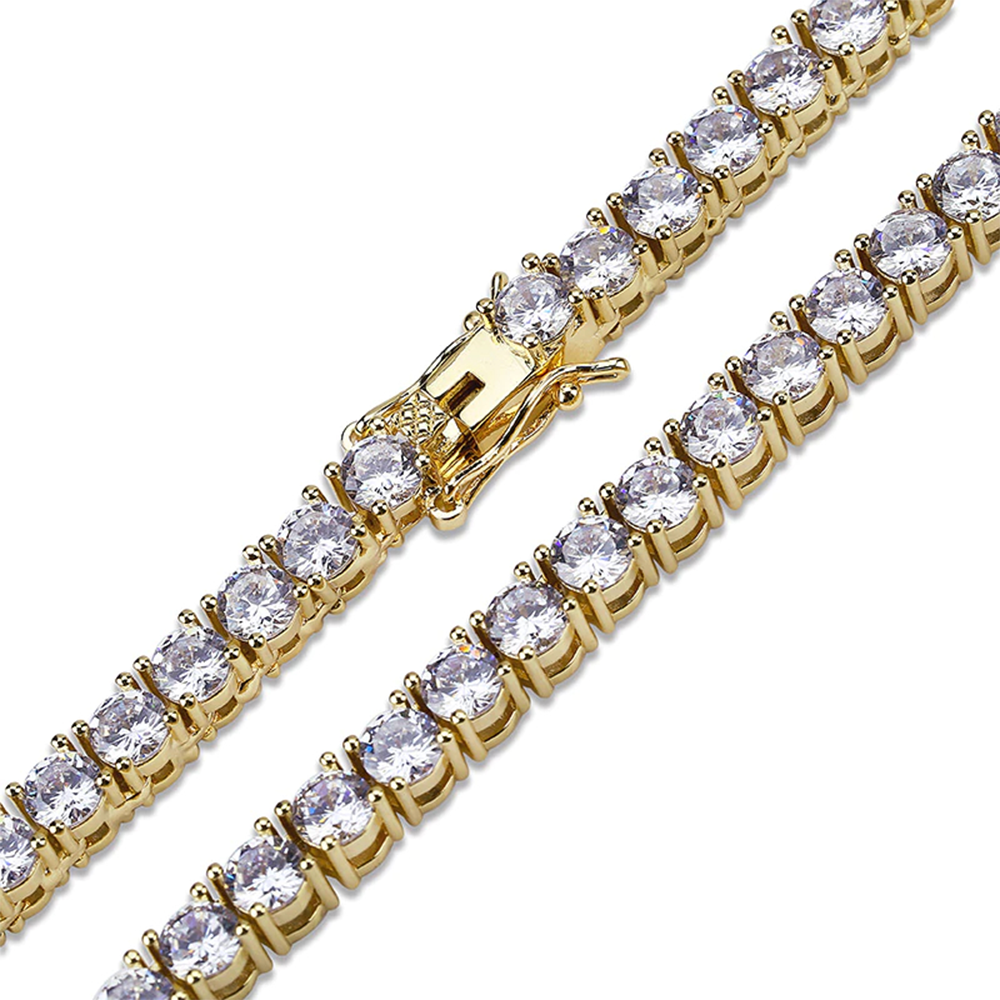 Iced Out Zircon One Row Tennis Chain Necklace Men