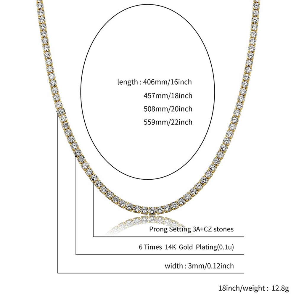 Iced Out Classic Tennis Necklace, Diamond Tennis Necklace, Tennis Chain