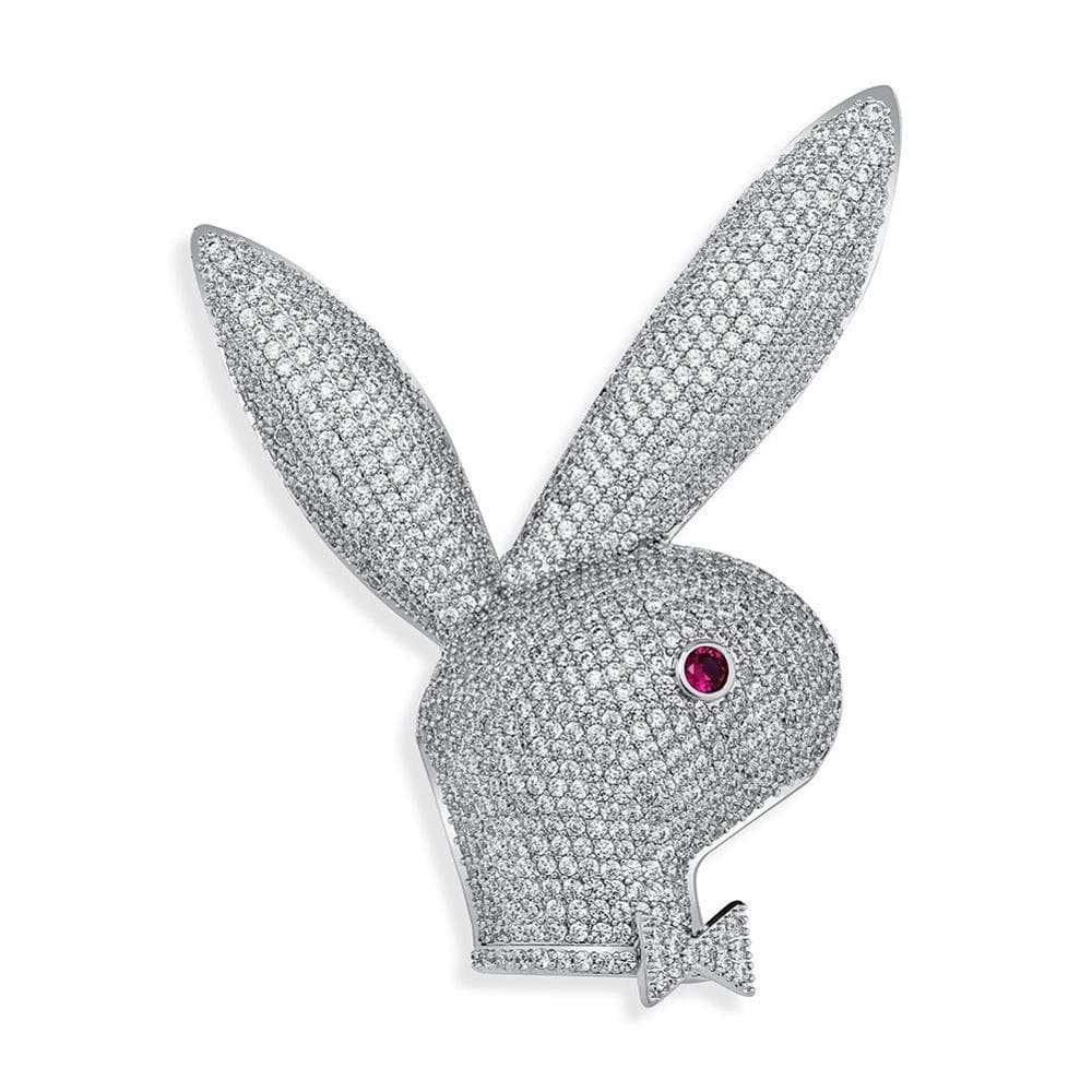 Hip Hop Rabbit Head Pendant, Iced Out Upside Down Diamond Bunny Pendant, Hip Hop Jewelry Gift