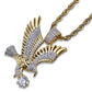 Hip Hop Gold Color Plated Copper Iced Out Micro Paved CZ Eagle Pendant Necklace Men Charm Jewelry Three Style Chains