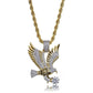 Hip Hop Gold Color Plated Copper Iced Out Micro Paved CZ Eagle Pendant Necklace Men Charm Jewelry Three Style Chains