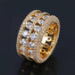 Hip Hop Ring Brass Gold Silver Color Iced Out Micro Pave CZ 2 Row Bigger Width Rings Charm For Men Women Gifts Jewelry