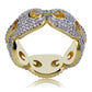 Hip Hop New Design Iced Out Chain Link Ring Micro Pave AAA Zircon Gold Color Plated Ring for Men Bling Party Gift