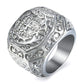 Stainless Steel Hip Hop Men's Ring Rock Silver color Tone Carved Cross Crown For Mens Boys Jewelry Gift