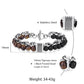 Natural Map Stone Men's Beaded Bracelet for women Stainless Steel Bracelets Male Jewelry Tiger eye 8 9 10 inch