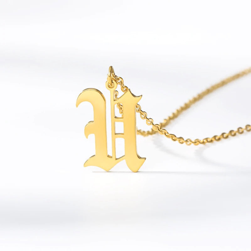 Initial Necklace for Women Letter Name Necklace women Gold Chain stainless steel necklaces old english font chains