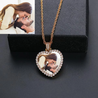 Custom Made Heart Shape Photo Medallions Necklace