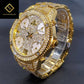 Brand Large Men Quartz Diamond Watch Bracelet Big Bezel Luxury Original Design Diamond Watch For Men Time Zone Clock