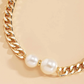 Vintage Smooth Cuban Link Round Pearl Pendant Necklace for Women