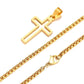 Cutout Cross Necklace for Men, Stainless Steel Hollow Cross Pendant with 24" Box Chain